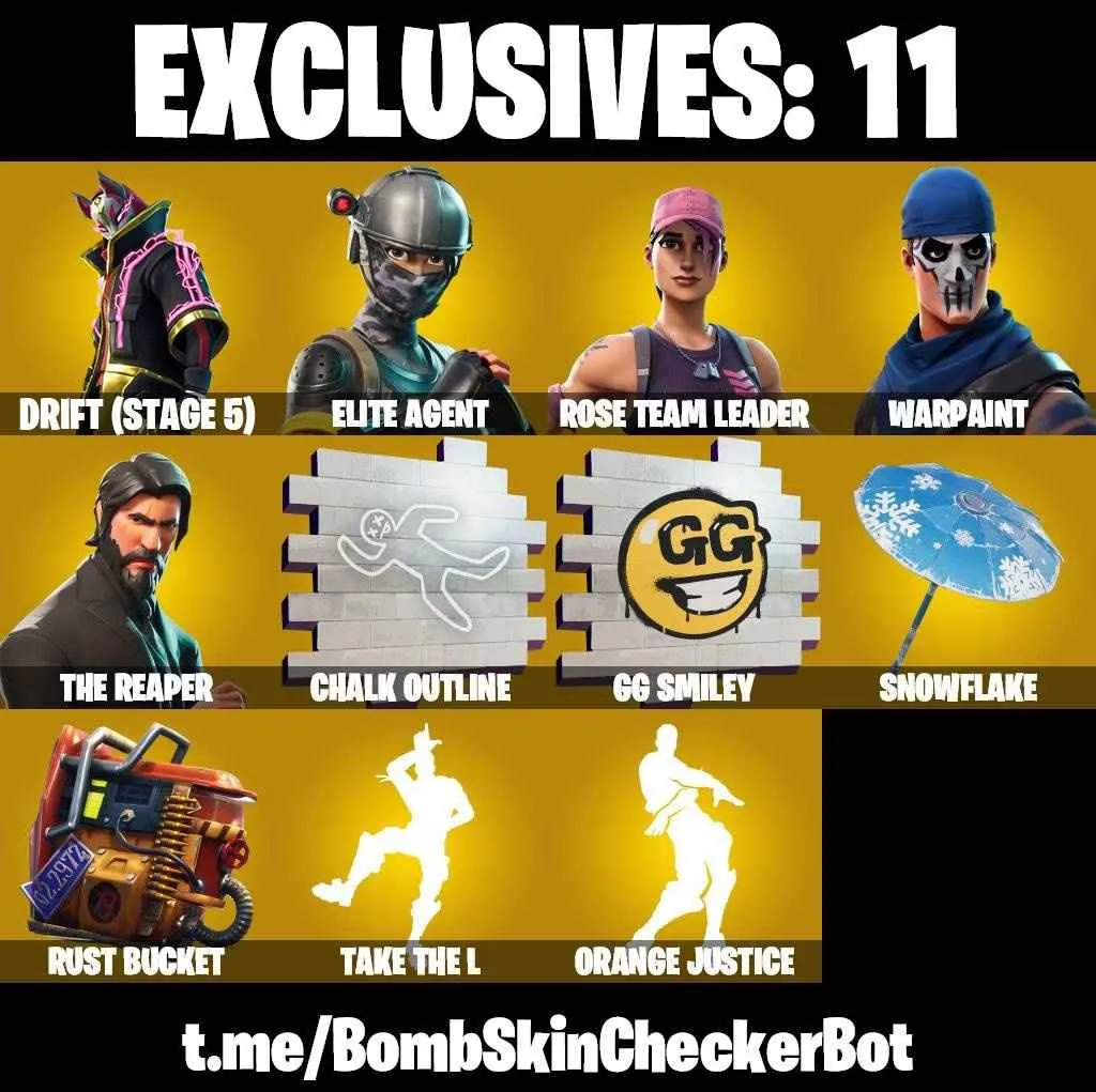 ❤️26 SKINS❤️TAKE THE L❤️THE REAPER❤️ELITE AGENT❤️OG STW❤️MANDALORIAN❤️ORANGE JUSTICE❤️TIDY❤️ZOEY❤️DRIFT(STAGE 5)❤️LYNX(STAGE 4)❤️SNOWFLAKE❤️RUST BUCKET❤️CAN PLAY ON PSN❤️XBOX❤️PC❤️NINTENDO❤️MOBILE❤️800 VBUCKS❤️FULL EMAIL ACCESS❤️
