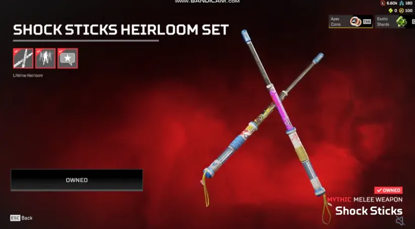AP567 //Lifeline Shock Sticks Heirloom, Level 94, 25 Legendary Skins (K)