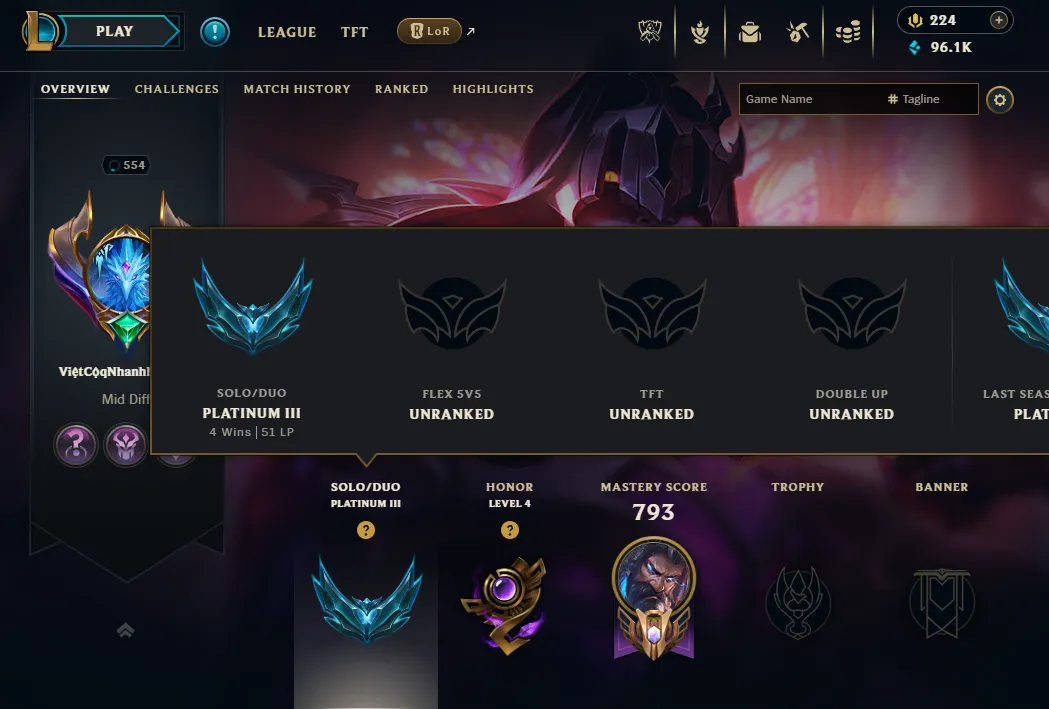 👑(EUW) PLATINUM III 51LP (SUPER HIGH ELO) 🚀612 SKIN