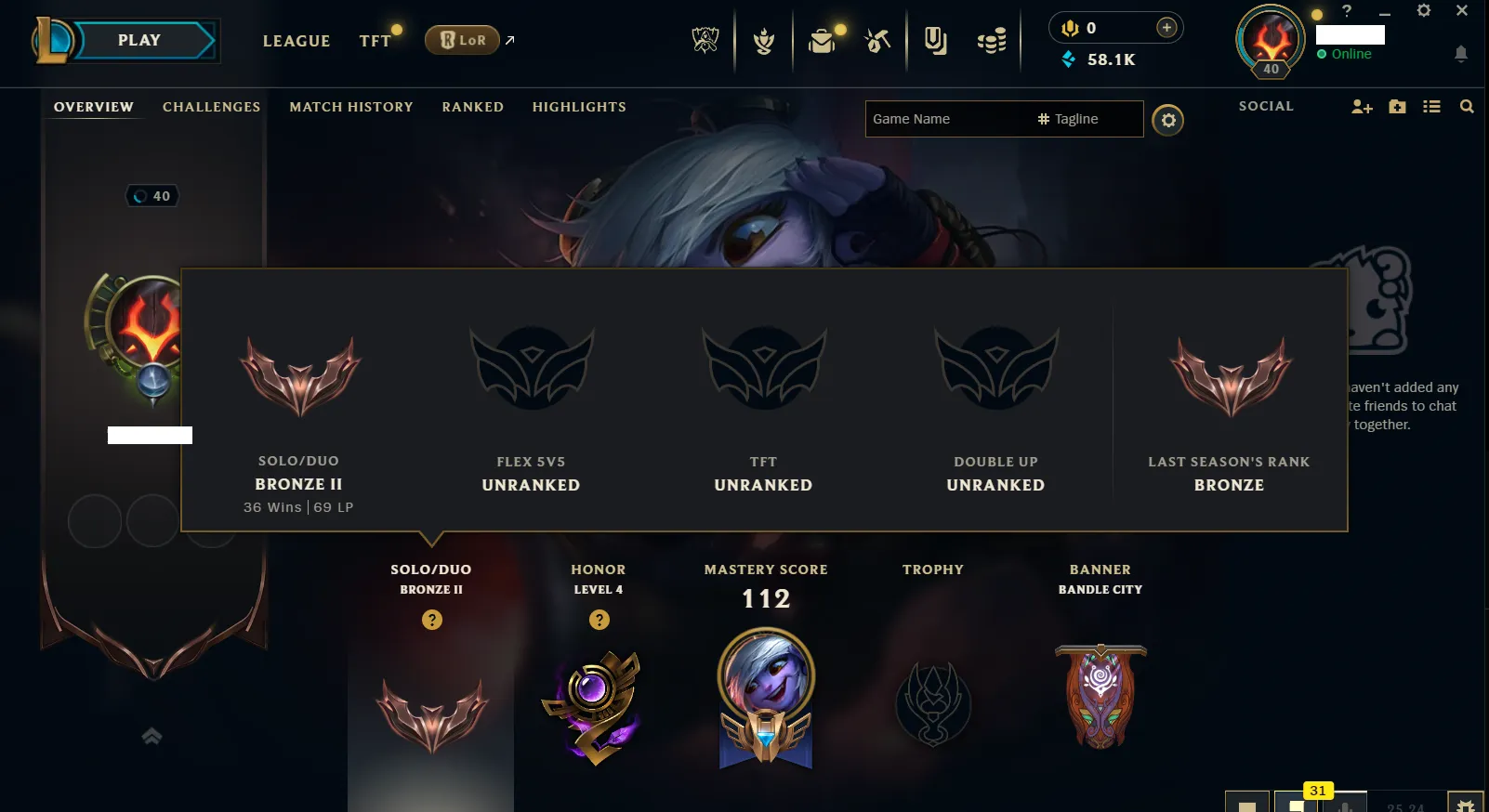 🌎NA 🔥S15⭐️Bronze 2 🏆40 Champion ☢️2 Skins (Owend) 13 Shards 🔥58k+ BE☢️🔥Honor 4 🚀instant