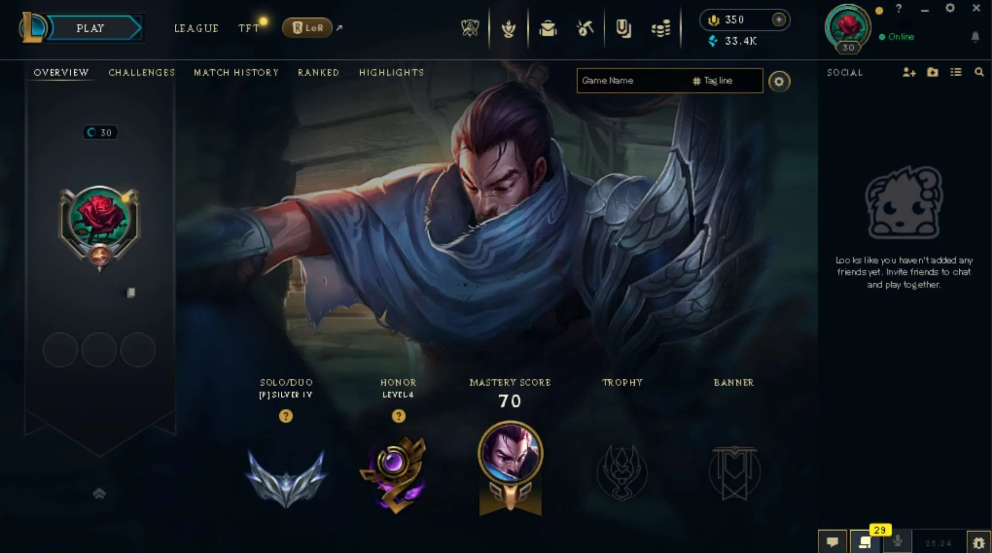 EUW⭐Silver💎350Rp💰30k BE✅30Champs 🔥13 Skin🔓 Unverified🚀Instant Delivery