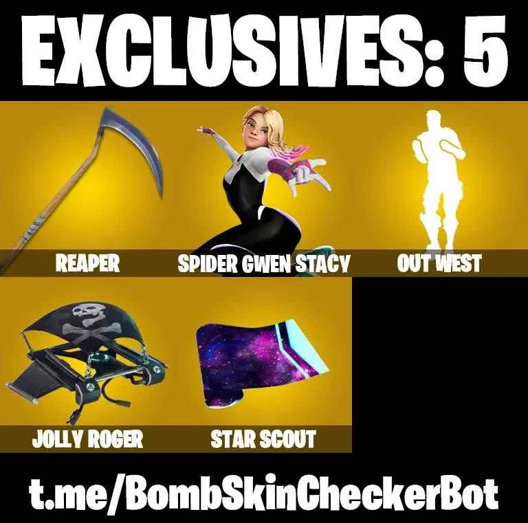 ❤️177 SKINS❤️PAUL ATREIDES❤️SKULL TROOPER❤️GHOUL TROOPER❤️SPIDER-GWEN STACY❤️GHSOT RIDER❤️SPIDER-MAN(NO WAY HOME)❤️MJ❤️SPIDER-MAN❤️BOBA FETT❤️IMPERIAL STORMTROOPER❤️DARTH VADER❤️POISON IVY❤️BRIANIAC❤️TOY TROOPER❤️PLASTIC PATROLLER❤️NATHAN DRAKE❤️SCOUNDREL❤️