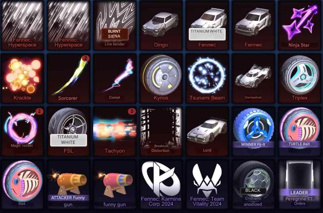 RL979 //Fennec Titanium White, Mamba Titanium White, Black Markets, Event Decals, Goal Explosions (K)