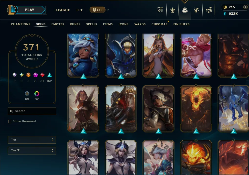 👑(EUW) GOLD III(80% WR, SUPER HIGH ELO) 🚀371 SKIN