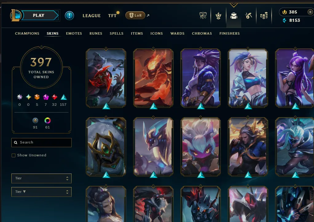 👑(EUW) PLATINUM III (100% WR, HIGH ELO) 🚀397 SKIN