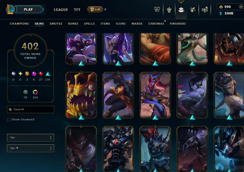 👑(EUW) EMERALD IV ( HIGH ELO ) 🚀402 SKIN