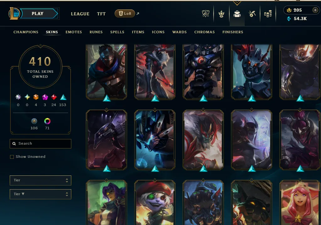 👑(EUW) EMERALD IV( SUPER HIGH ELO) 🚀400+ SKIN