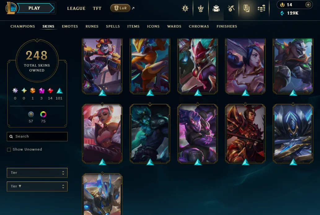 👑(EUW) PLATINUM II (LAST SEASON) 🚀248 SKIN