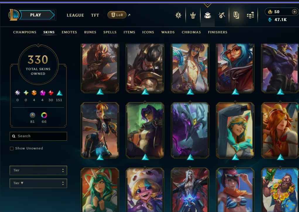 👑(EUW) UNRANKED (SUPER HIGH ELO) 🚀330 SKIN