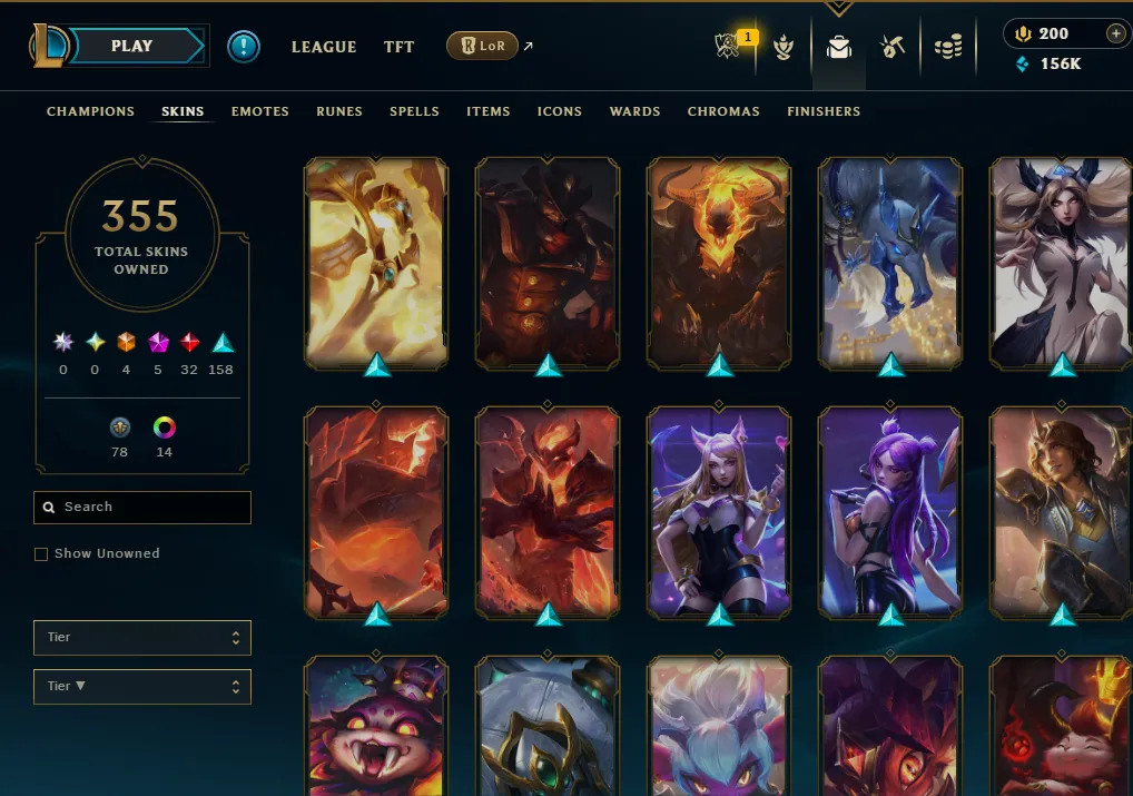 👑(EUW) SILVER II(100% WR, SUPER HIGH ELO) 🚀355 SKIN