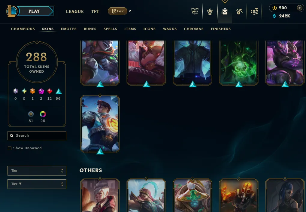 👑(EUW) UNRANKED ( HIGH ELO) 🚀288 SKIN