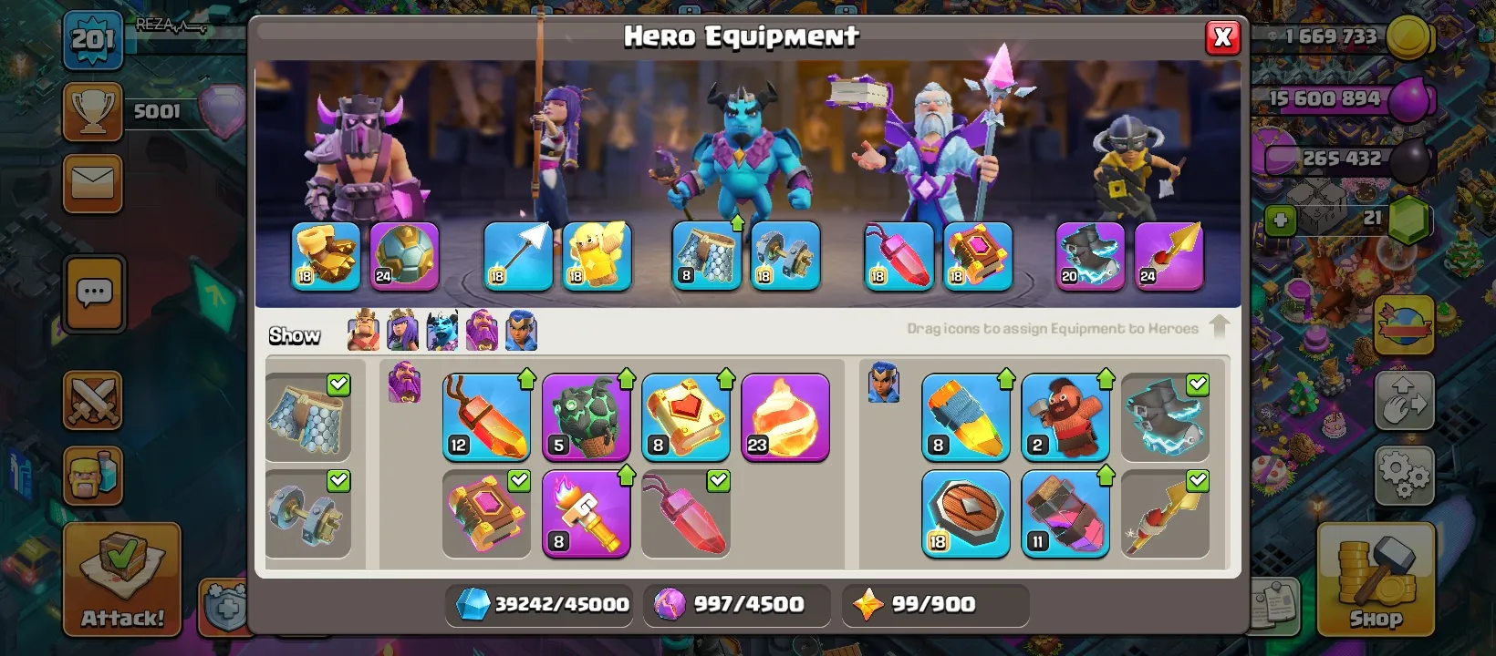 VERY RARE 🌲 TH15 FULL MAX 🔥 SKIN LEAGUE WARDEN+ LEAGUE CHAMPION 🟣 XP 201 🟣 11 EQUIPMENT EPIK 🟣 VERY RARA OBSTACLES AND STATUS 🟣 3 SCENERY 🟣 16 SKINS HERO🟣 TH 15 FULL MAX 🌟 TH15 MAX 🔥 TH 15 MAX 🌟