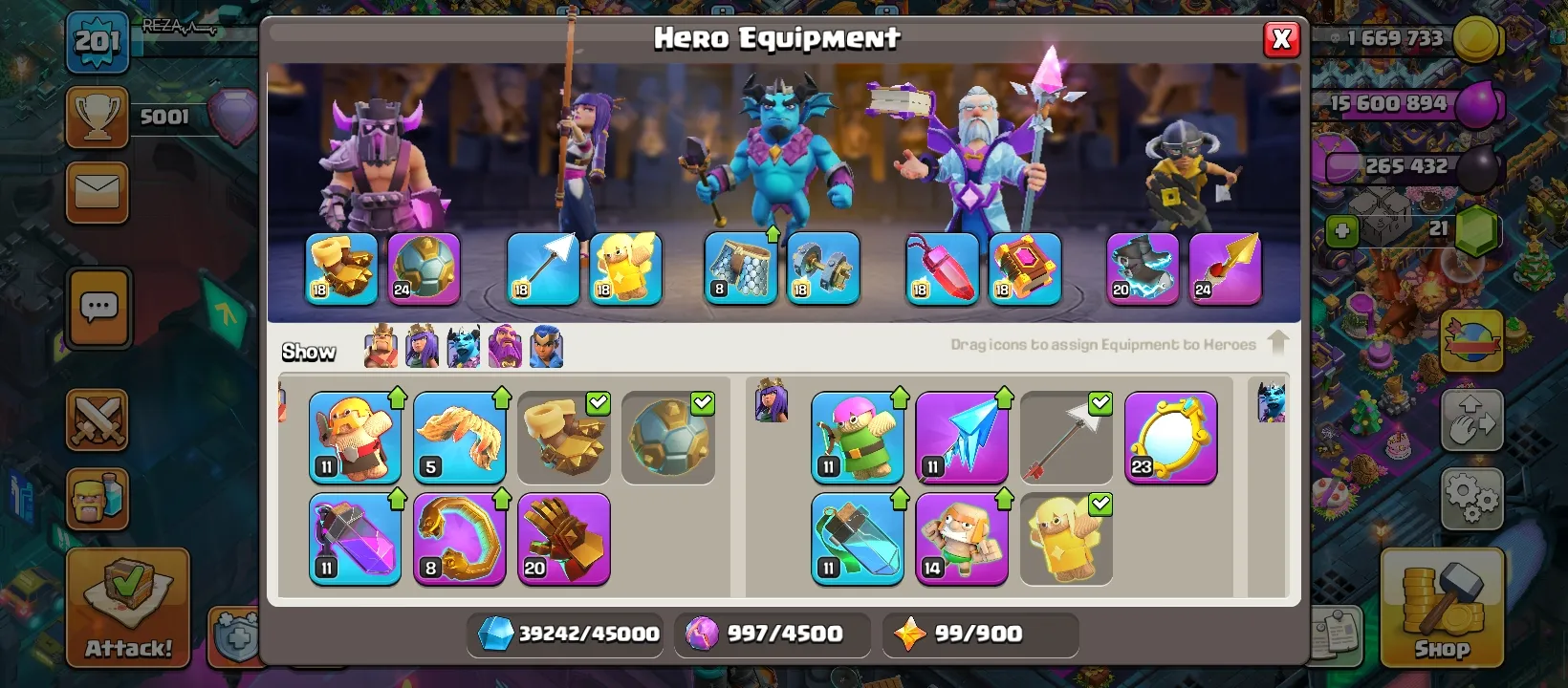 VERY RARE 🌲 TH15 FULL MAX 🔥 SKIN LEAGUE WARDEN+ LEAGUE CHAMPION 🟣 XP 201 🟣 11 EQUIPMENT EPIK 🟣 VERY RARA OBSTACLES AND STATUS 🟣 3 SCENERY 🟣 16 SKINS HERO🟣 TH 15 FULL MAX 🌟 TH15 MAX 🔥 TH 15 MAX 🌟