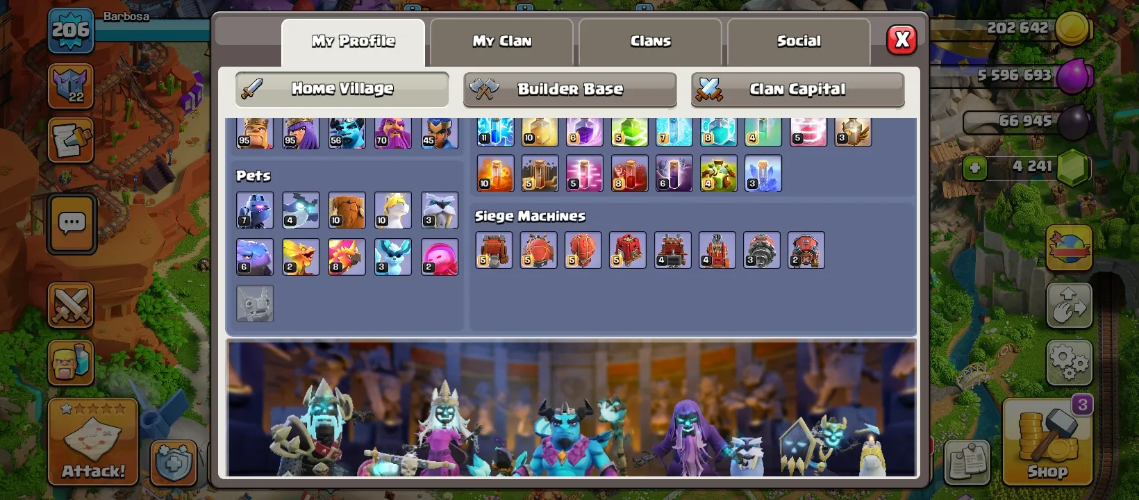 45% OFF 🔥 CHEAP 🔥 RARE CROSSOVER SCENERY ⭕️ 2 SET SKINS ✴️ HELPER HUT MAX🔥 TH 16 MAX 🟣 HEROS MAX 🟣 8 EQUIPMENT EPIK 🟣 SET GHOST SKINS + SET MAGIC SKINS 🟣 4 SCENERY RARE 🟣 21 SKINS HERO🟣 TH16 MAX