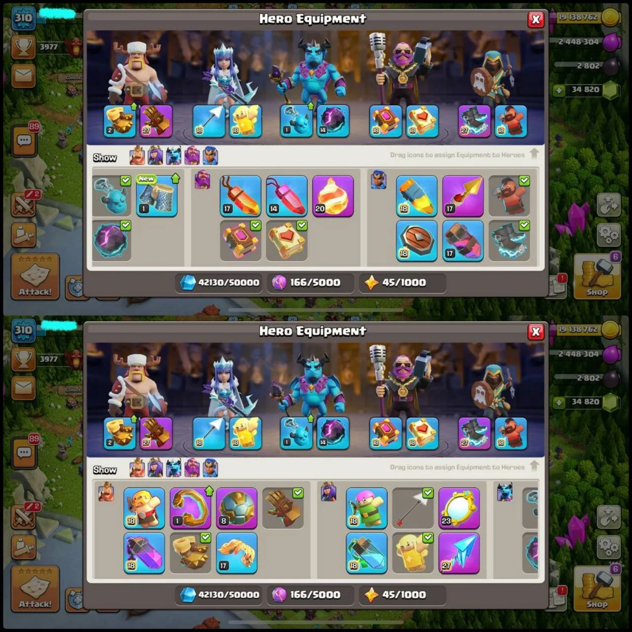 ✨Rarest 310xp✨6.1k Warstar✨27k legend cups✨34k+ gems✨6k+ pb✨Th17 95% maxed✨max walls heroes✨High lvl equipments✨medals overloaded✨