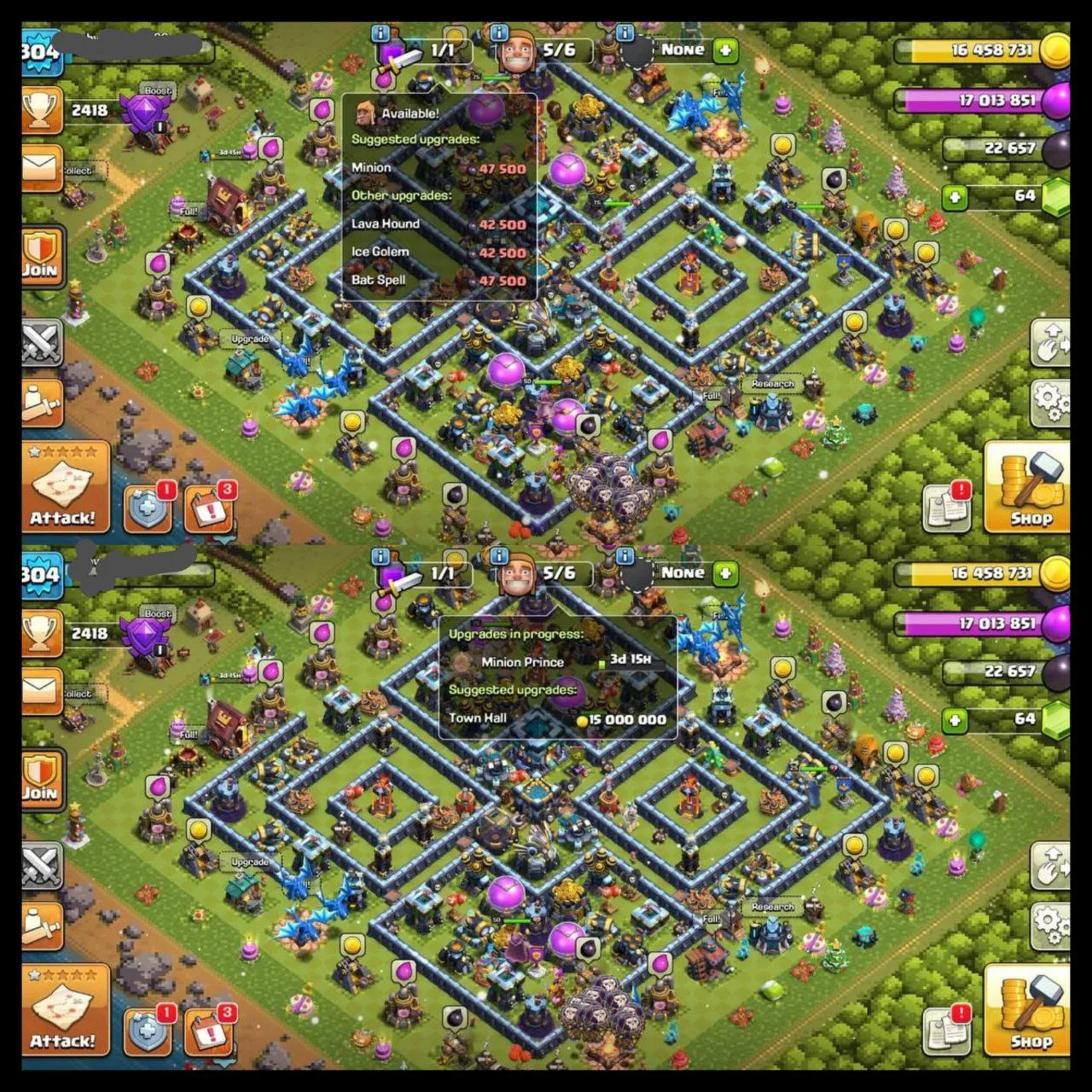 ✨Rarest 304xp Th13 Max✨Rare Highxp✨75-75-40-50-25 heroes✨99 percent maxed✨6builder✨lv7 builders apprentice✨Collective✨