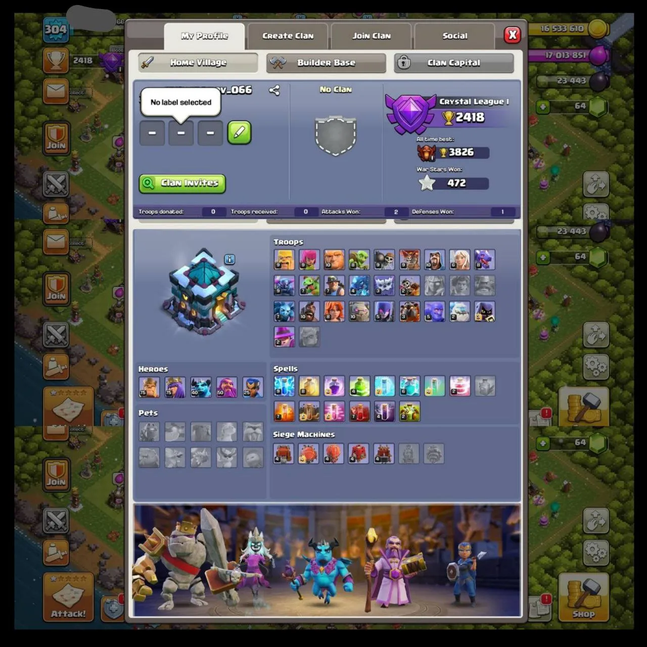 ✨Rarest 304xp Th13 Max✨Rare Highxp✨75-75-40-50-25 heroes✨99 percent maxed✨6builder✨lv7 builders apprentice✨Collective✨