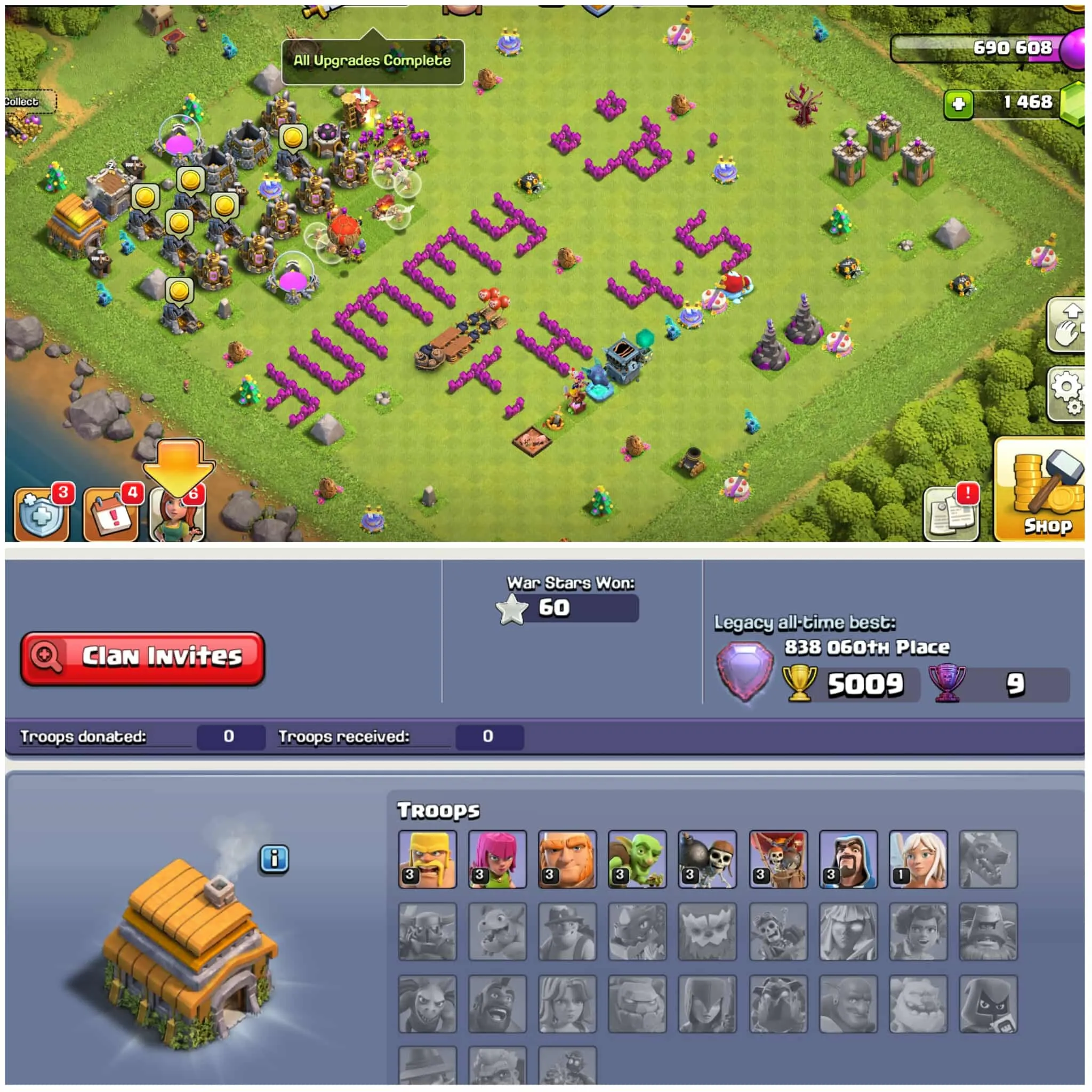 [Legend Hit By Th6]➤➤World Wide Rare➤➤5009 All Time Best➤➤9 Legendary Trophy➤➤1500 Gems➤➤500 Nc➤➤51 Cwl Medals