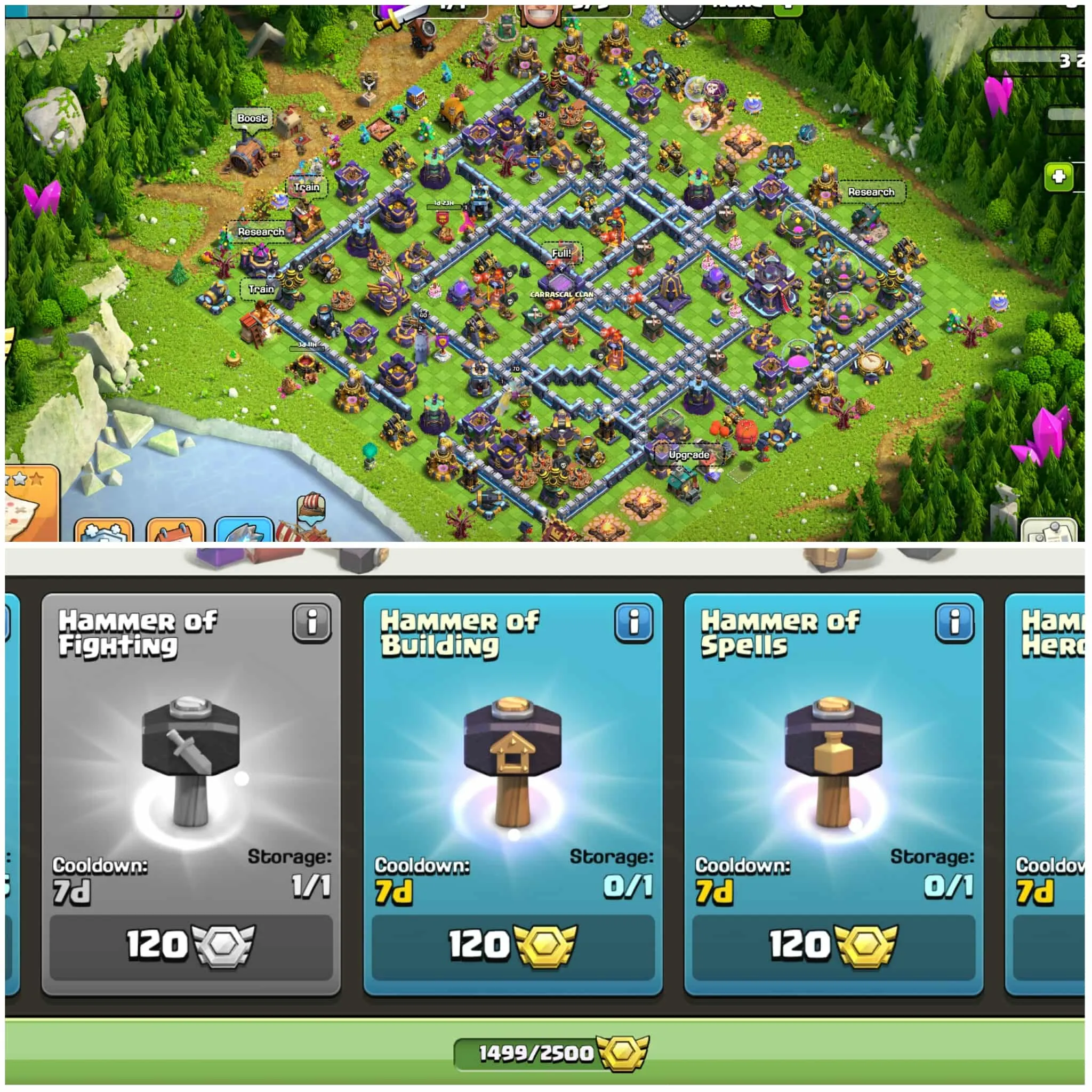[1499 Cwl Medals]➤➤Th15 Best Account➤➤Heros:69-70-61-60-21➤➤6 Epic Equipment➤➤1550 Gems➤➤Exp:218