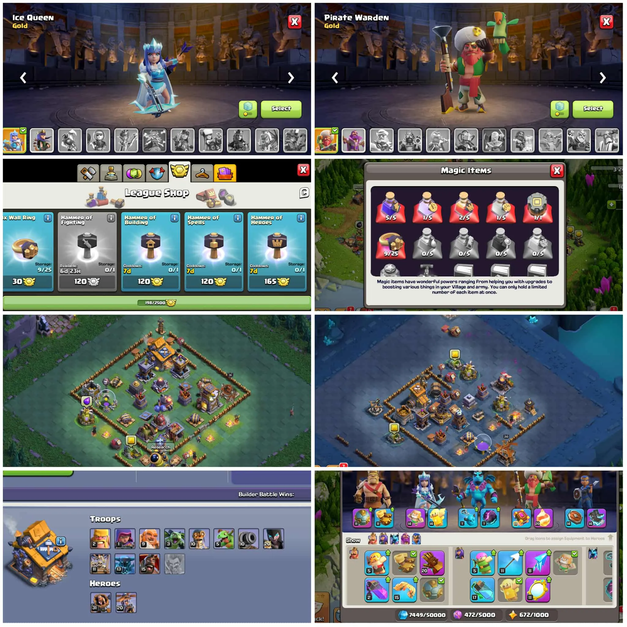 [9 Epic Equipment]➤➤Th17 Best Account➤➤7 Troops Fire➤➤Heros:45-82-51-55-27➤➤6th Builders➤➤Free Nc➤➤Blue Wall➤➤1650 Gems