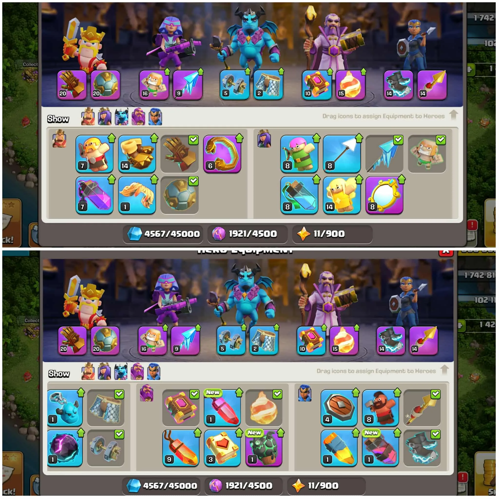 [10 Epic Equipment]➤➤Th17 Best Id➤➤Heros:78-87-51-65-24➤➤500 Nc➤➤1420 Gems➤➤Exp:166