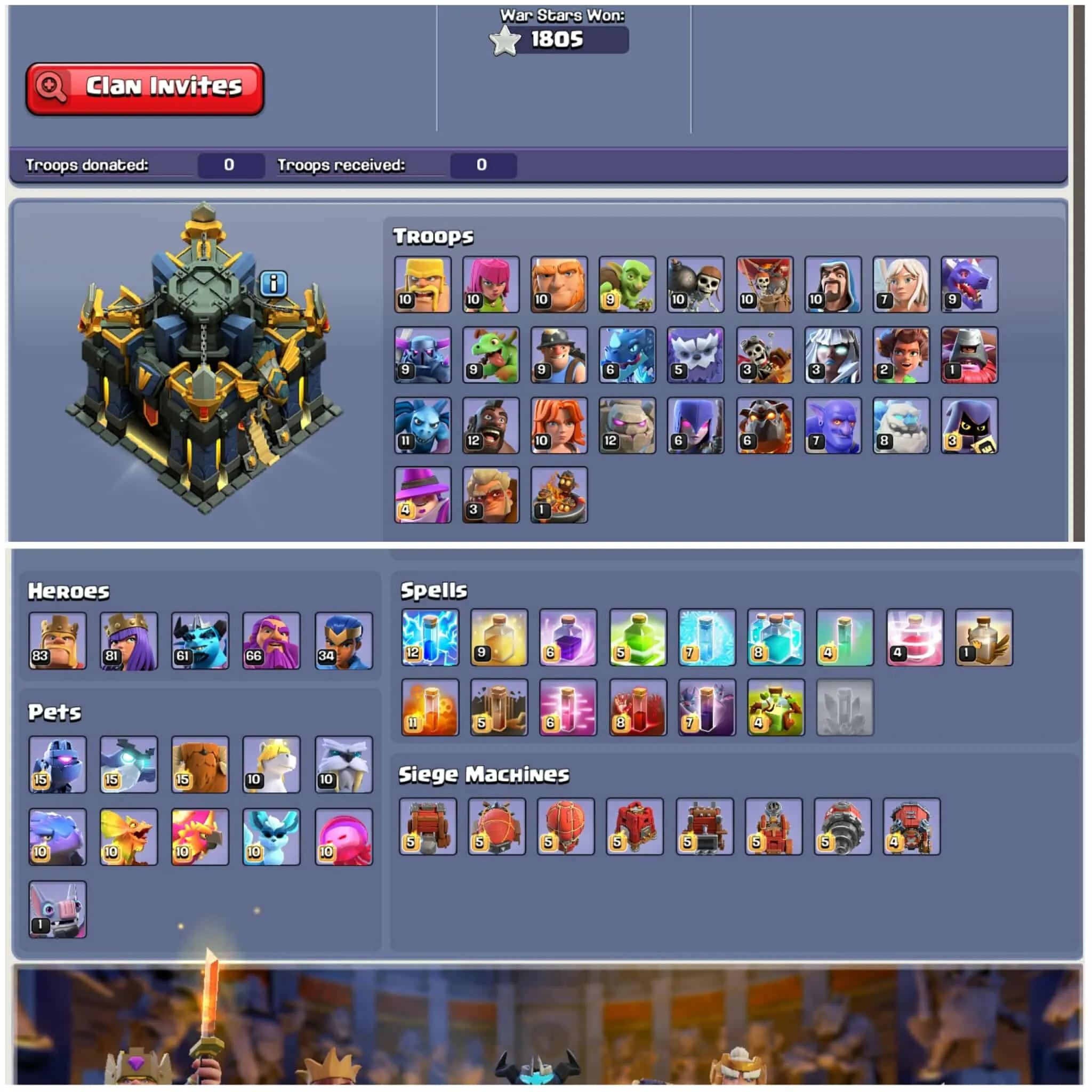 [38 Skins 8 Scenary]➤➤Th17 luxury Account➤➤Heros:84-81-61-66-36➤➤Full Max Builders Base➤➤1k Nc➤➤2k Gems➤➤Exp:236