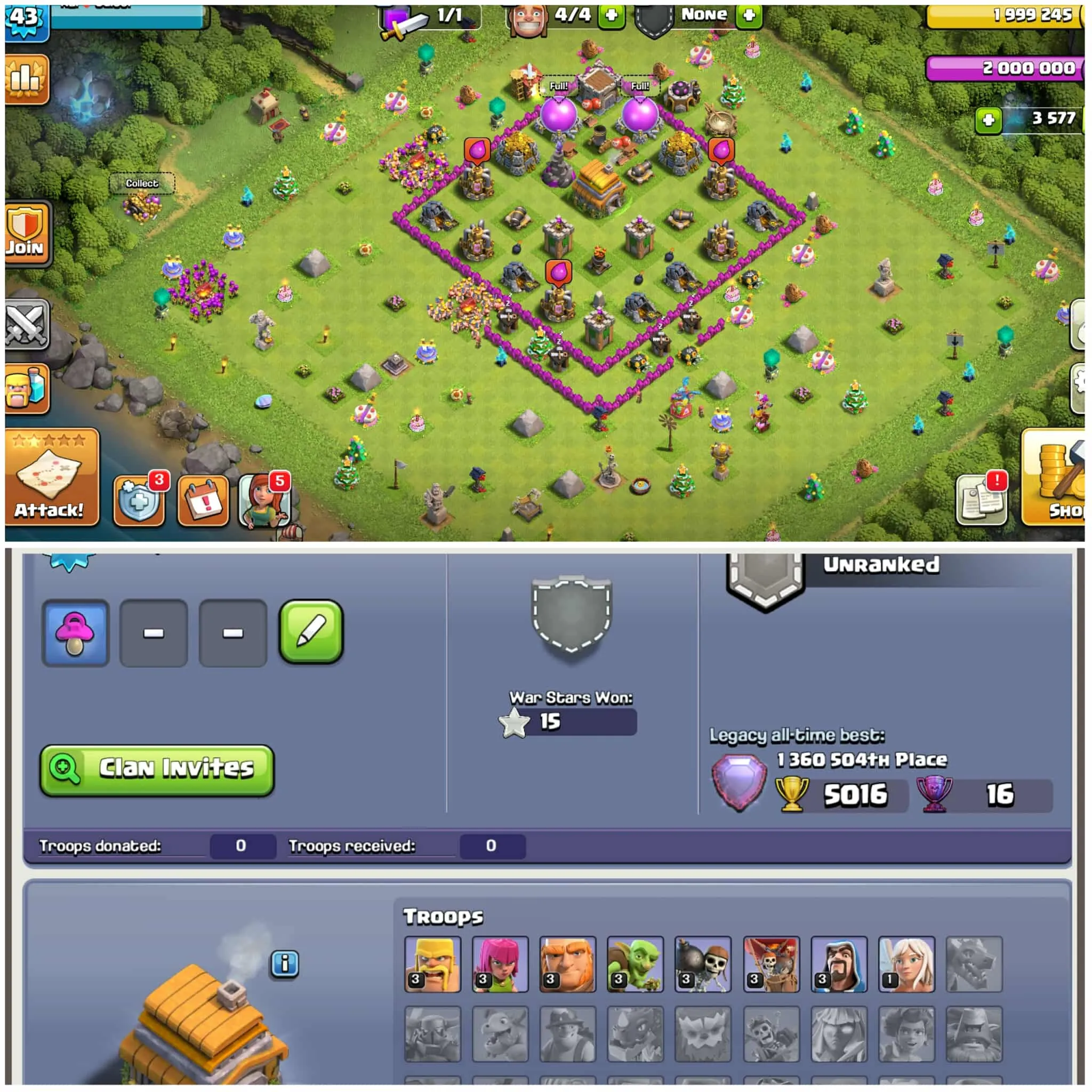[Legendary Profile Th6]➤➤Th6 Rare➤➤6 Digit Global Rank➤➤5016 All Time Best➤➤3600 Gems➤➤500 Nc➤➤16 Legendary Trophy
