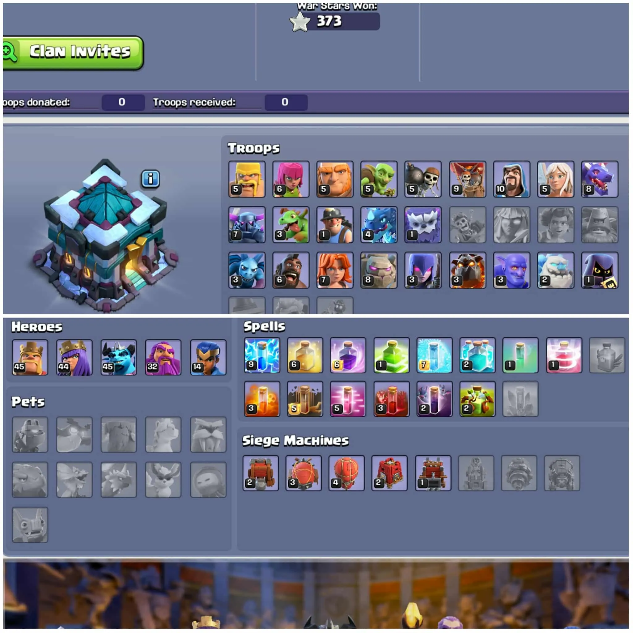 [Gb Local]➤➤Th13 Best Account➤➤Heros:46-45-46-33-15➤➤3 Epic Equipment➤➤407 Cwl Medals➤➤Lot Of Magic Items