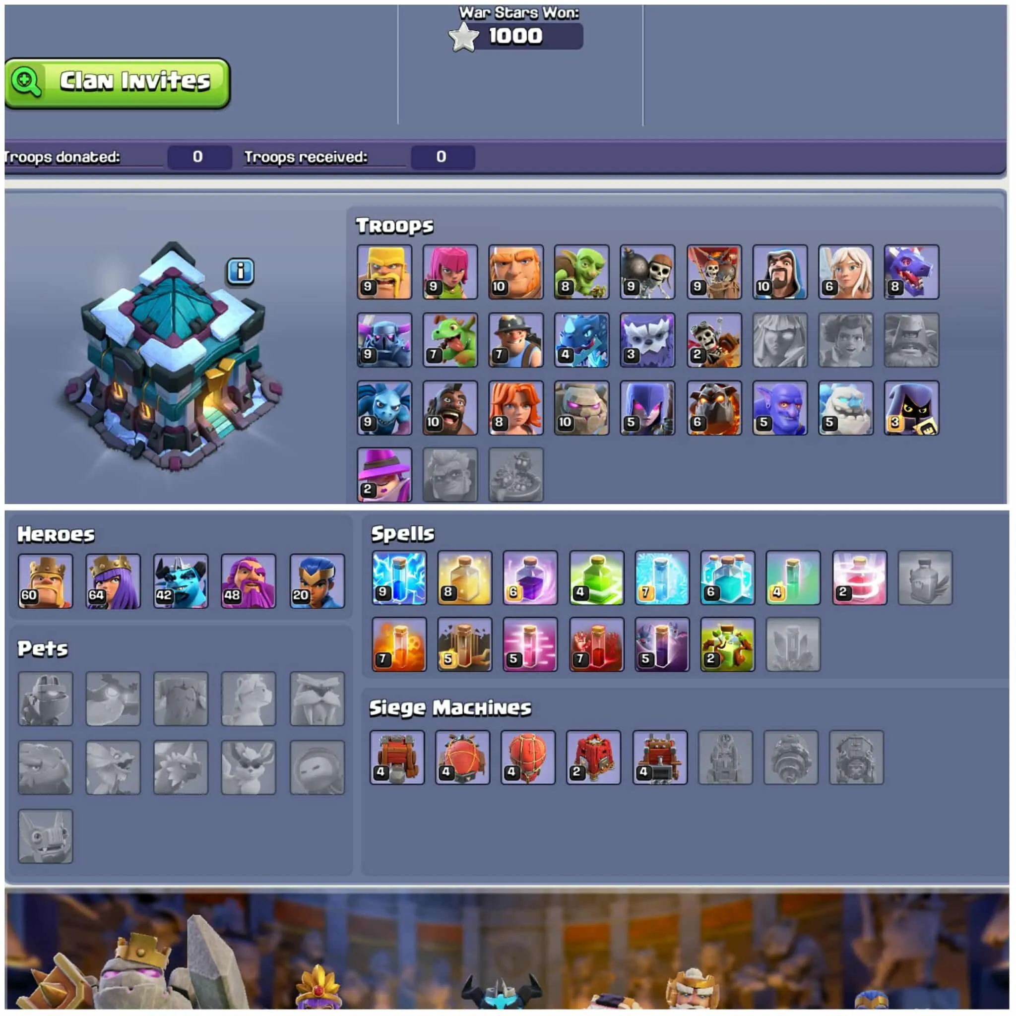 [4207 Gems]➤➤Th13 Superb Account➤➤Heros:60-65-42-49-21➤➤5 Epic Equipment➤➤5 Skins➤➤Nc Available➤➤Lot Of Magic Iteams