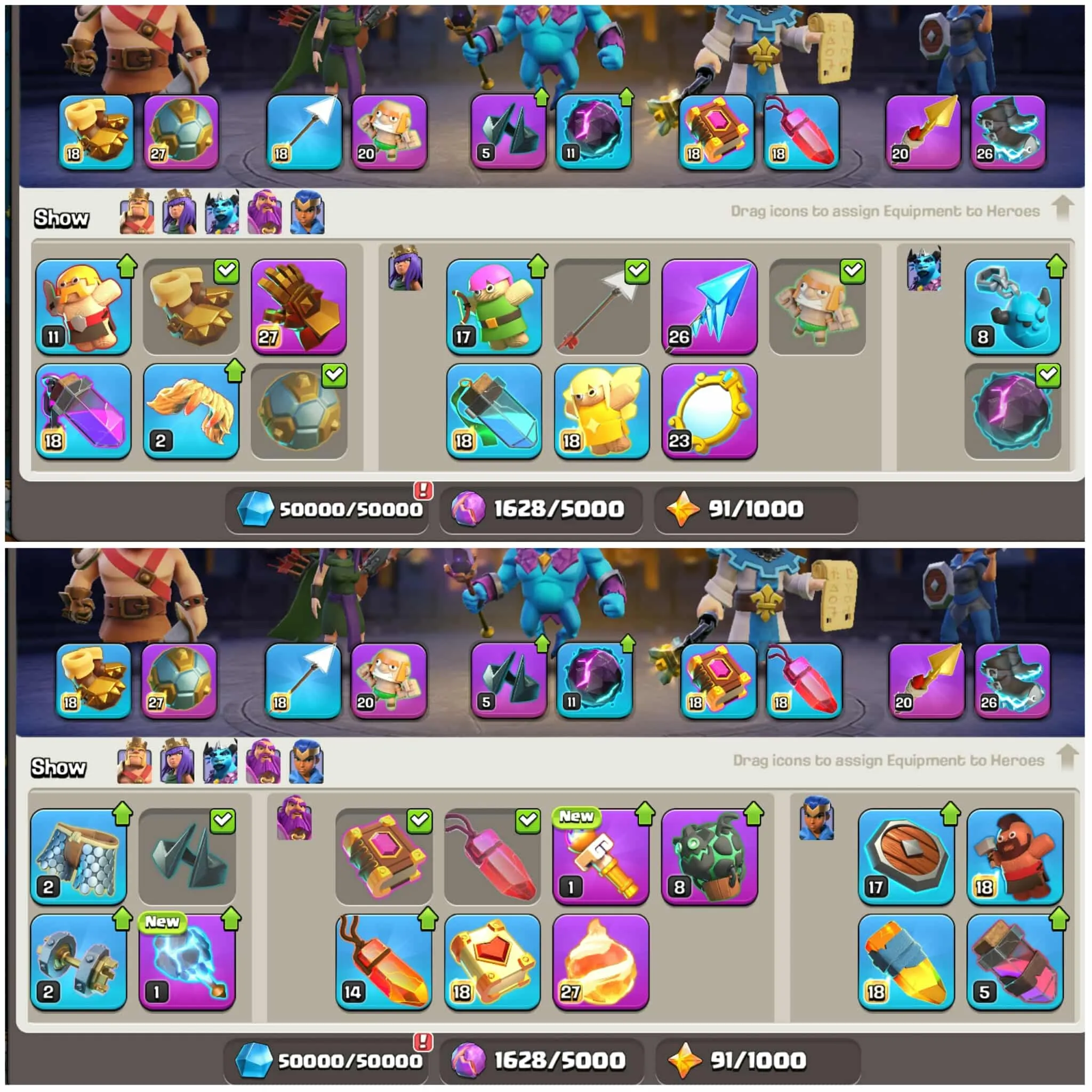 [12 Epic Equipment]➤➤Th17 Almost Max➤➤325 Wall Max➤➤Mash A Rama Scenary➤➤8 Epic Almost Max➤➤7500 Gems➤➤Exp:224