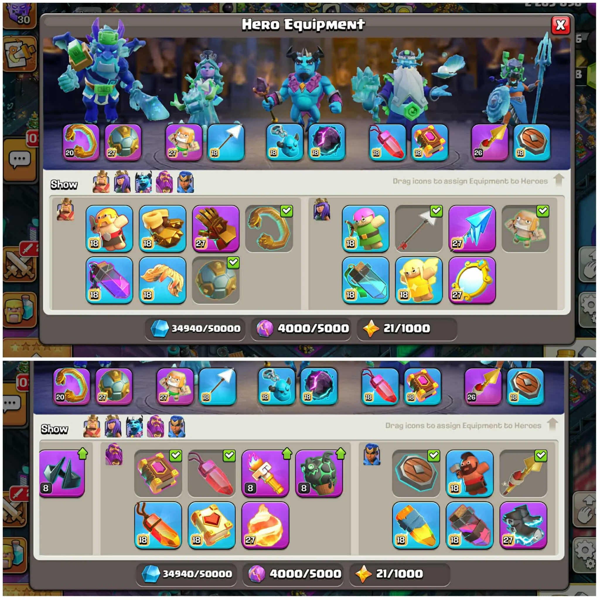 [69k Gems]➤➤Th18 Full Base Spam Obstacles➤➤339 Global Rank➤➤1293 Cwl Medals➤9 Epic Almost Max➤Loaded Magic Items➤Exp:264