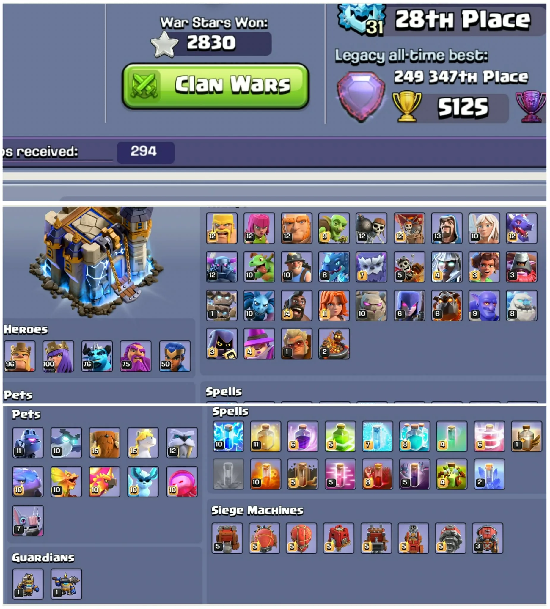 [Golden Hog]➤➤[40k Gems]➤➤Th18 Rare Account➤➤2019 to 2025 All Xmass Tree Without 2020➤➤War Arena Scenary➤Free Nc➤Exp:254