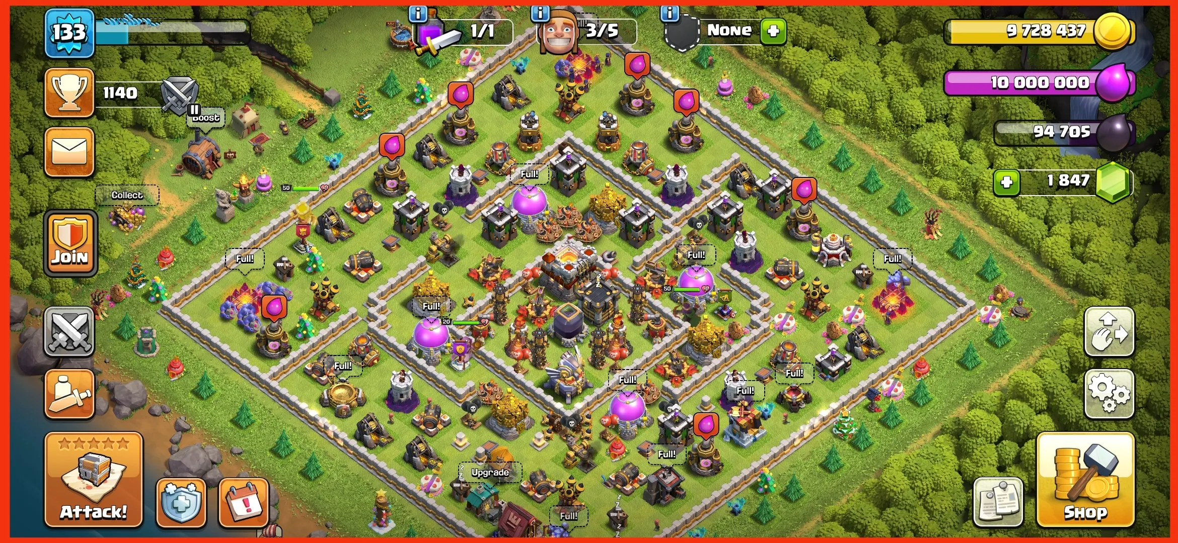 💥35% DISCOUNT DEAL💥♨️TOWN HALL 11 PURE MAX💧{ SPIKEY BALL 15 & GIANT GAUNLET 11 } OP EPIC EQUIPMENT ⭕ OP MAGIC ITEMS💥133 XP LVL ✳️ 1547 RAIDS MEDAL 🌟 388 CWL MEDAL ❤️‍🔥1124 WAR STAR 🔥 NC 500 💎 1 KING PIXEL SKIN 📛 LOT OF OBSTACLES 💢 FAST DELIVERY🚚