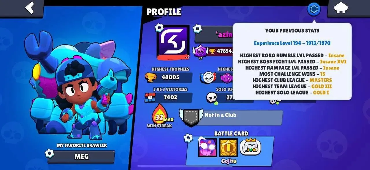 [RARE] 48005 TROPHIES | 32 WIN STREAK | 79 BRAWLERS | 10 MAXX POWER | LVL 194 | MYTHIC SKINS | INSTANT DELIVERY