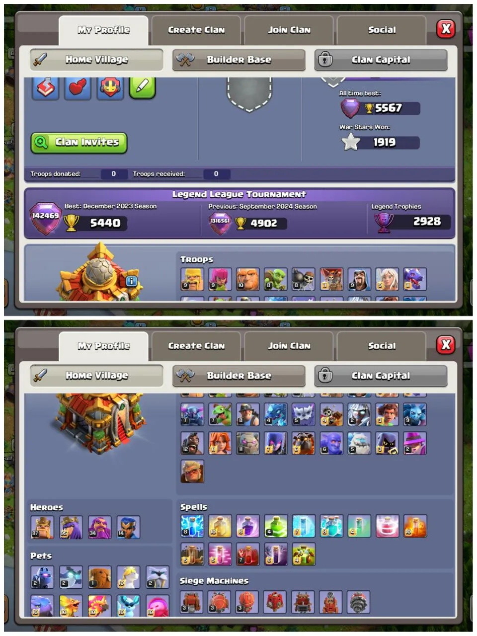 238 XP  | DECENT MAX TH16  | 4641 GEMS  | STACKED MAGIC ITEMS | SB-20 GG-23 FA-20 MM-7 LP-1 FB-14 RS-8 |  HEROES 87-95-34-14 | INSTANT DELIVERY