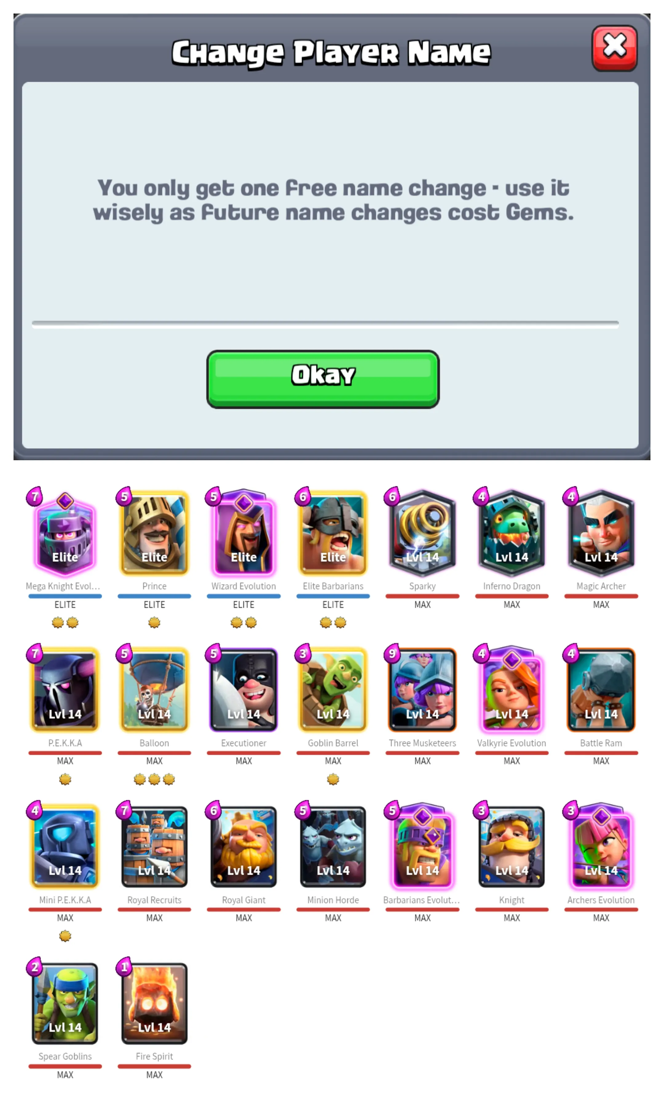 💥45% OFF SALE💥 4570+ GEMS 💎 23 MAX CARDS 🔺 13 EVO CARD 🔥 4 ELITE 🏆 9712 TROPHIES 🔻 20 ARENA LVL ✨ 14 KT LEVEL 💦 55 EMOTES ❤ 53 XP LEVEL 💢 4 YRS SPECIAL AND COOL BADGES 🧣 121 CARDS 🔥 FAST DELIVERY 🚚