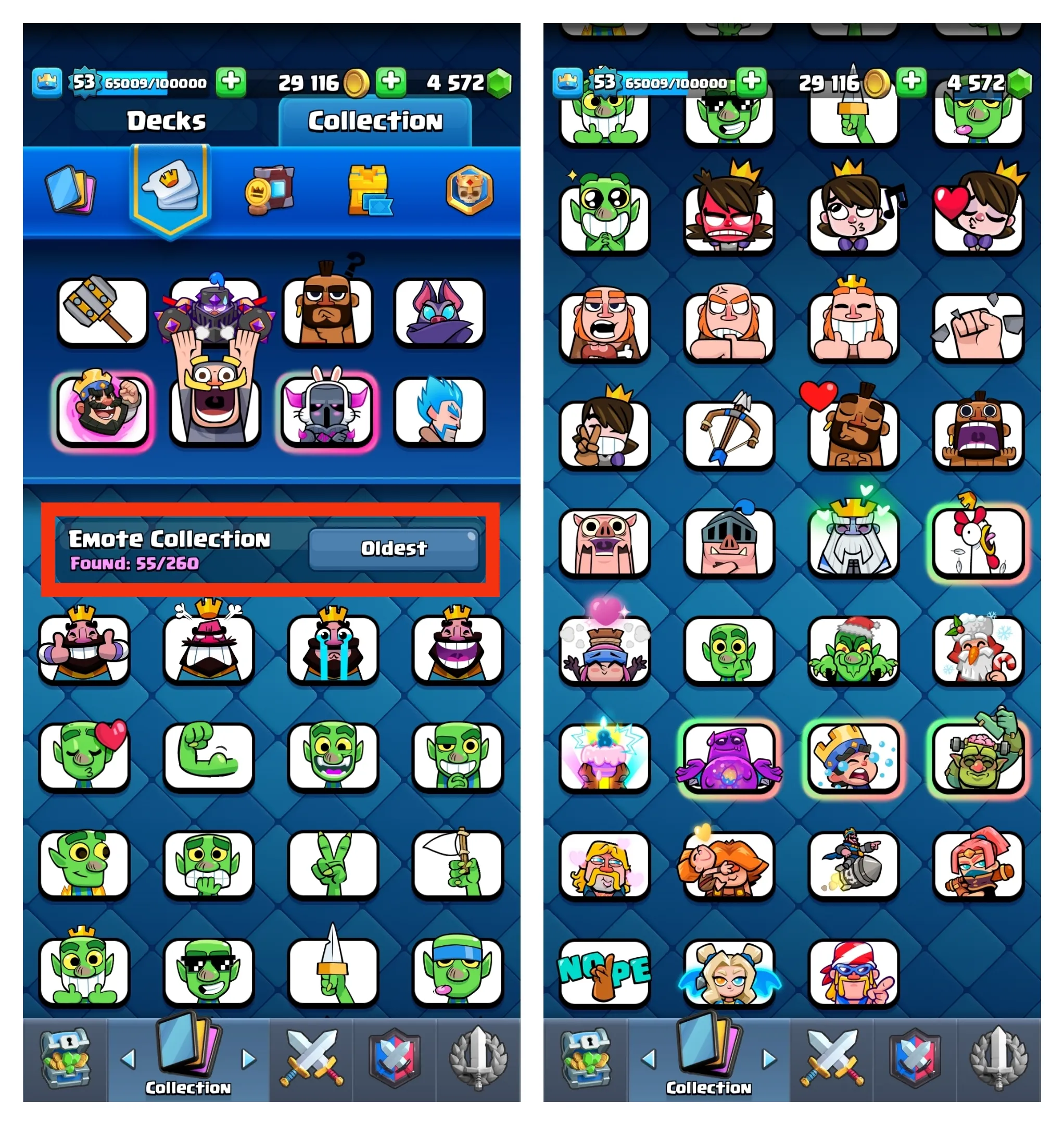 💥45% OFF SALE💥 4570+ GEMS 💎 23 MAX CARDS 🔺 13 EVO CARD 🔥 4 ELITE 🏆 9712 TROPHIES 🔻 20 ARENA LVL ✨ 14 KT LEVEL 💦 55 EMOTES ❤ 53 XP LEVEL 💢 4 YRS SPECIAL AND COOL BADGES 🧣 121 CARDS 🔥 FAST DELIVERY 🚚