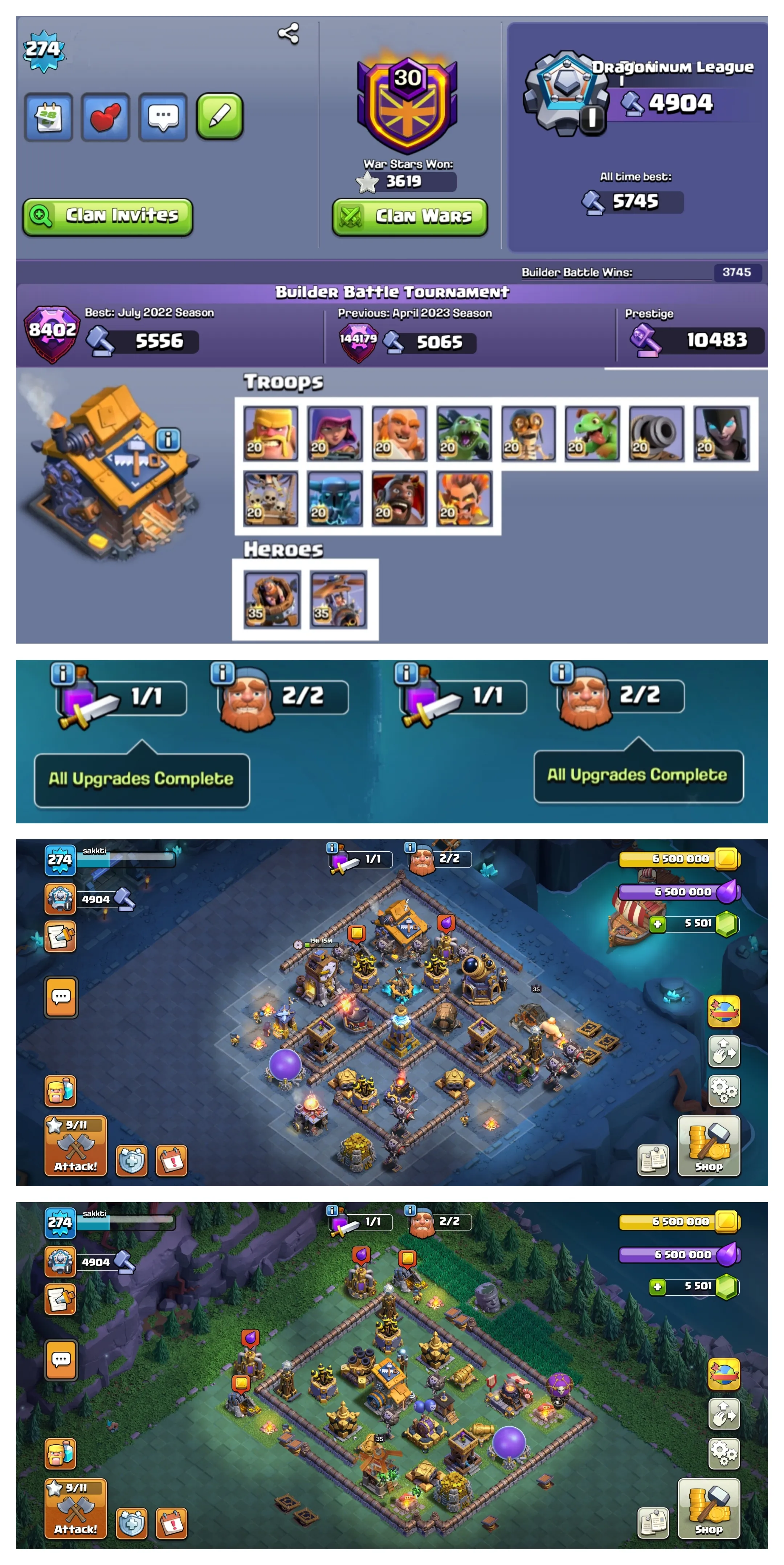 ♨️ 7150+ GEMS 💎 PREMIUM TH 17 PURE FULLY MAX ACCOUNT 🔥 24 MAX EQUIPMENT 💢 14 EPIC EQUIPMENT { SB , GG , SB , FA , MM , AF , DC , MS , HT , FB , LP , RS , EB , FF } ⚡ FULLY MAX ❄️ 275 XP LVL 💥 CHECK DESCRIPTION ❤️ FAST DELIVERY 🚚 { IMAGE IS FEW DAYS OLD }