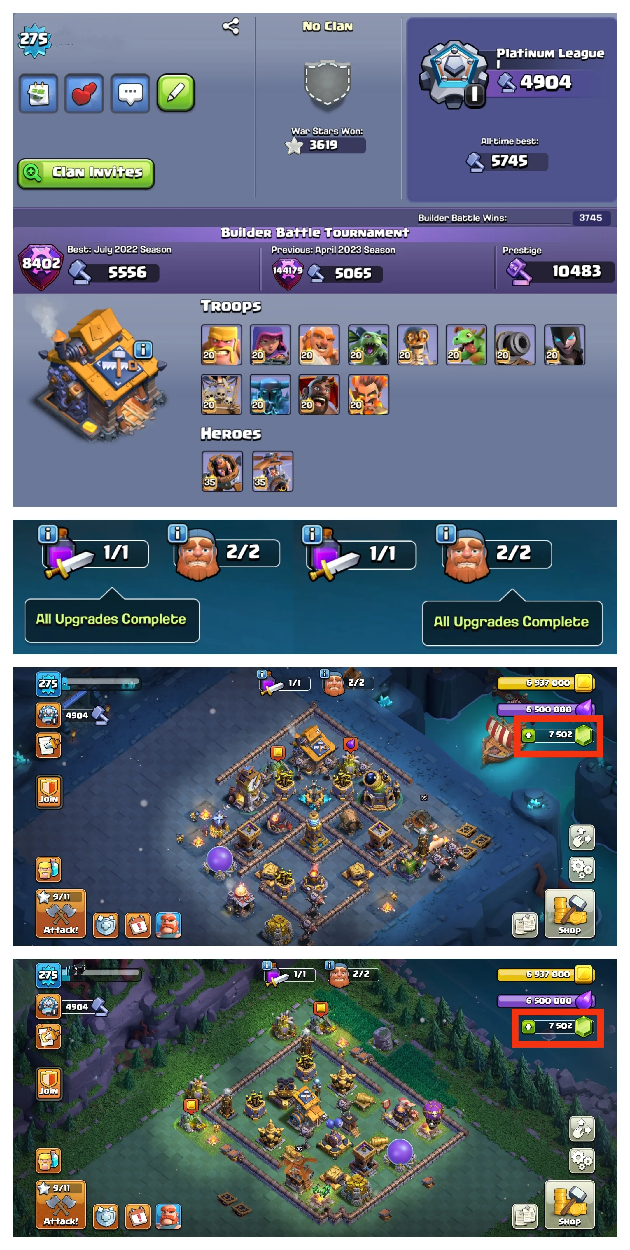 🔥45% OFF NEW YEAR SALE🔥♨️ 7500+ GEMS 💎 PREMIUM TH 17 PURE FULLY MAX ACCOUNT 💥 24 MAX EQUIPMENT 💢 14 EPIC EQUIPMENT { SB , GG , SB , FA , MM , AF , DC , MS , HT , FB , LP , RS , EB , FF } ⚡ FULLY MAX ❄️ 275 XP LVL 💥 CHECK DESCRIPTION ❤️ FAST DELIVERY 🚚