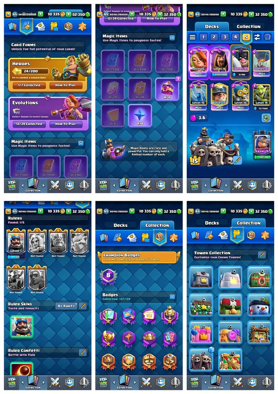 🔥 STOCK CLEARANCE SALE 🔥 32,400+ GEMS 💎 8 YRS OLD ACC 🪸 12 EVO CARDS ♦️ 5 CARDS LVL 16 ❤️🔥 18 CARDS LVL 15 ✌️ 48 CARDS LVL 14 🏆 8358 TROPHIES 🌈 21 ARENA LVL 🌶 15 KT LEVEL 🔸 69 EMOTES 🔺CHECK DESCRIPTION⚡ FAST DELIVERY 🚚 #384 #KB