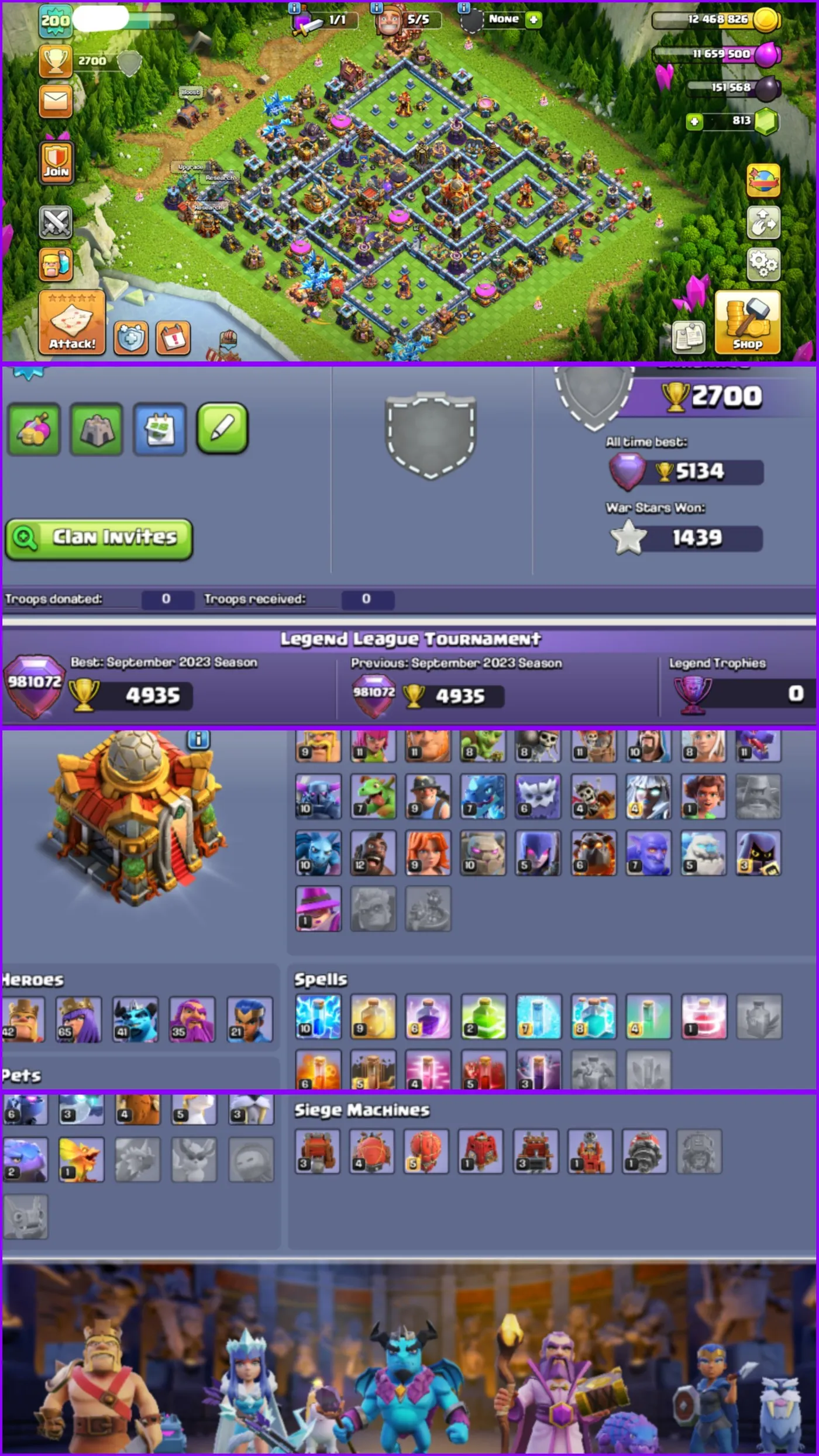TH16; PERFECT ACC READY FOR TH17 || BEST FOR WAR & DONATION || GIANT GUANLET ||42-65-41-35-21 HEROES ||200 LVL || MAGIC ITEMS || CHEAP || ANDROID IOS
