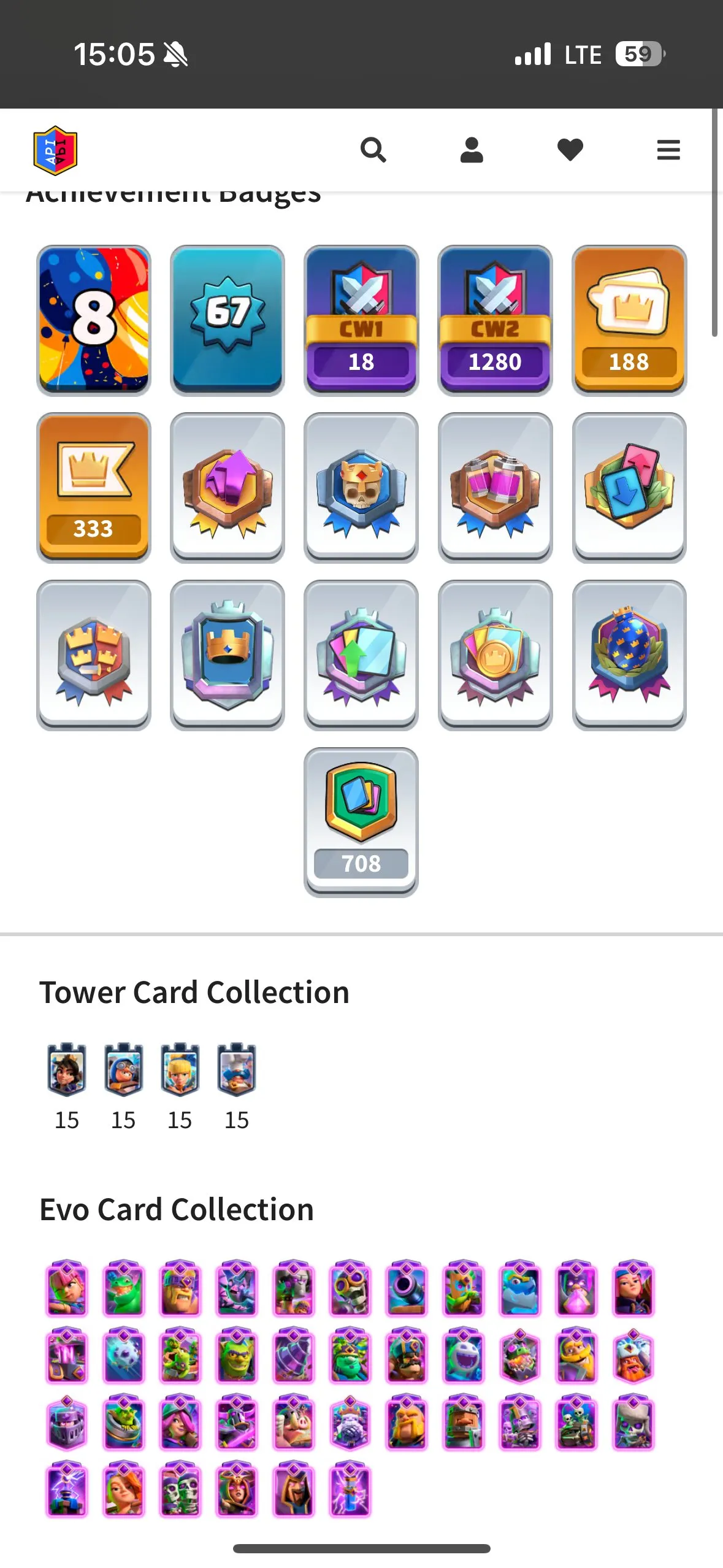 CR429 //Rare Full Evolution, Max Champion Badge, All Card Evolutions, 68 Max Level 15 Cards, 53 Level 14 Cards, 188 Emotes, Massive Gold & Gems, Tower Skins Collection