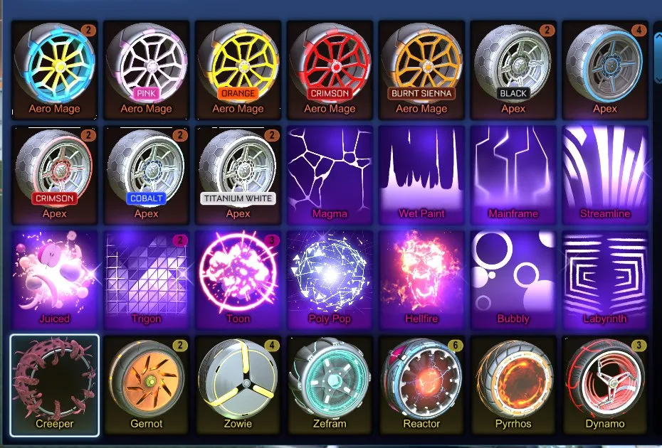 RL842 //LUXURY ACC TW Octane, TW Fennec, Black Nuke, TW Apex, 200 Exotic Drops, FSL, Draco, Dueling Dragons, Mainframe, Bubbly, Titanium White/Crimson Wheels