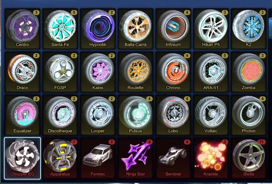RL842 //LUXURY ACC TW Octane, TW Fennec, Black Nuke, TW Apex, 200 Exotic Drops, FSL, Draco, Dueling Dragons, Mainframe, Bubbly, Titanium White/Crimson Wheels