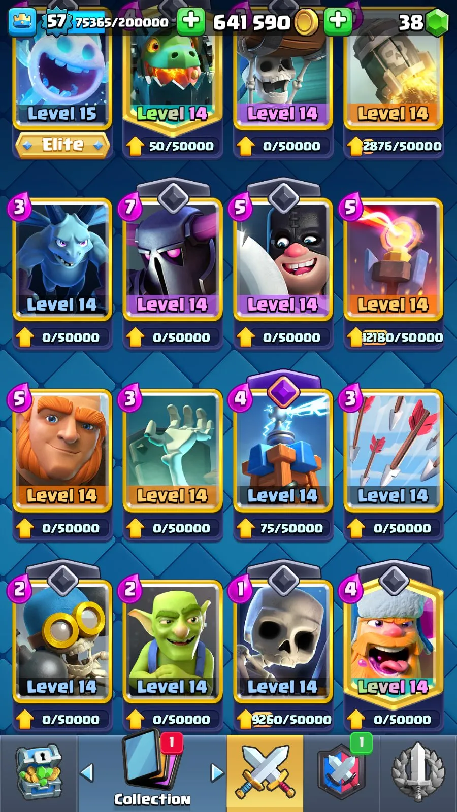 CR4991 //Elite Maxed Cards, Custom Banner, 15,000 Trophies, 57 King Level, Unique Emotes, 43 Emotes, Full Clan Leadership, 31 Banner Decorations, All Elite Cards Unlocked, All Cards Unlocked