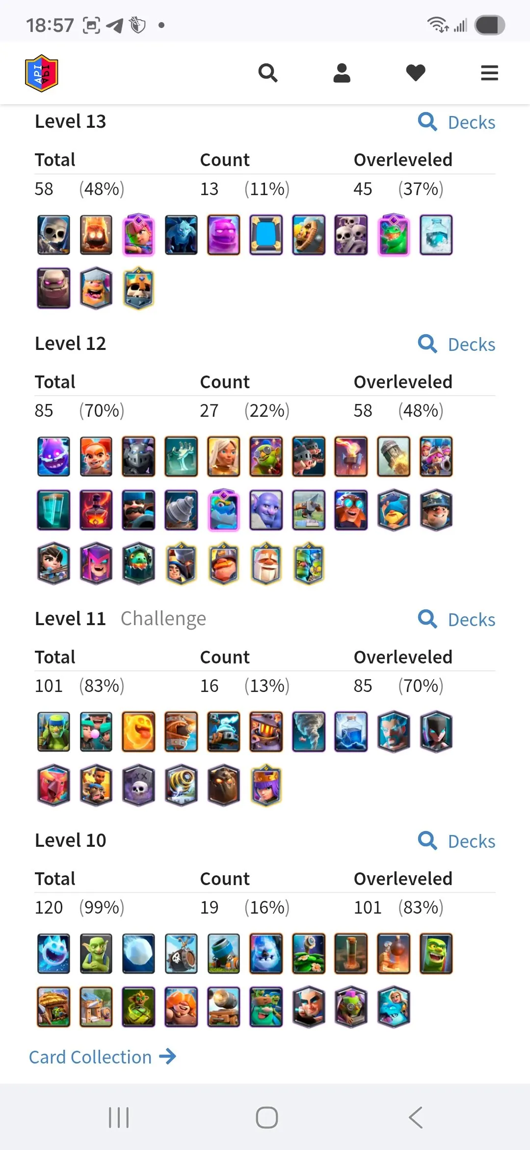 CR480 //Level 58, Arena 24, 12900 Trophies, 14 Evolution Cards, 28 Legendary Cards, 101 Emotes, 115 Banner Decorations, Seasonal Arena 3, Large Collection