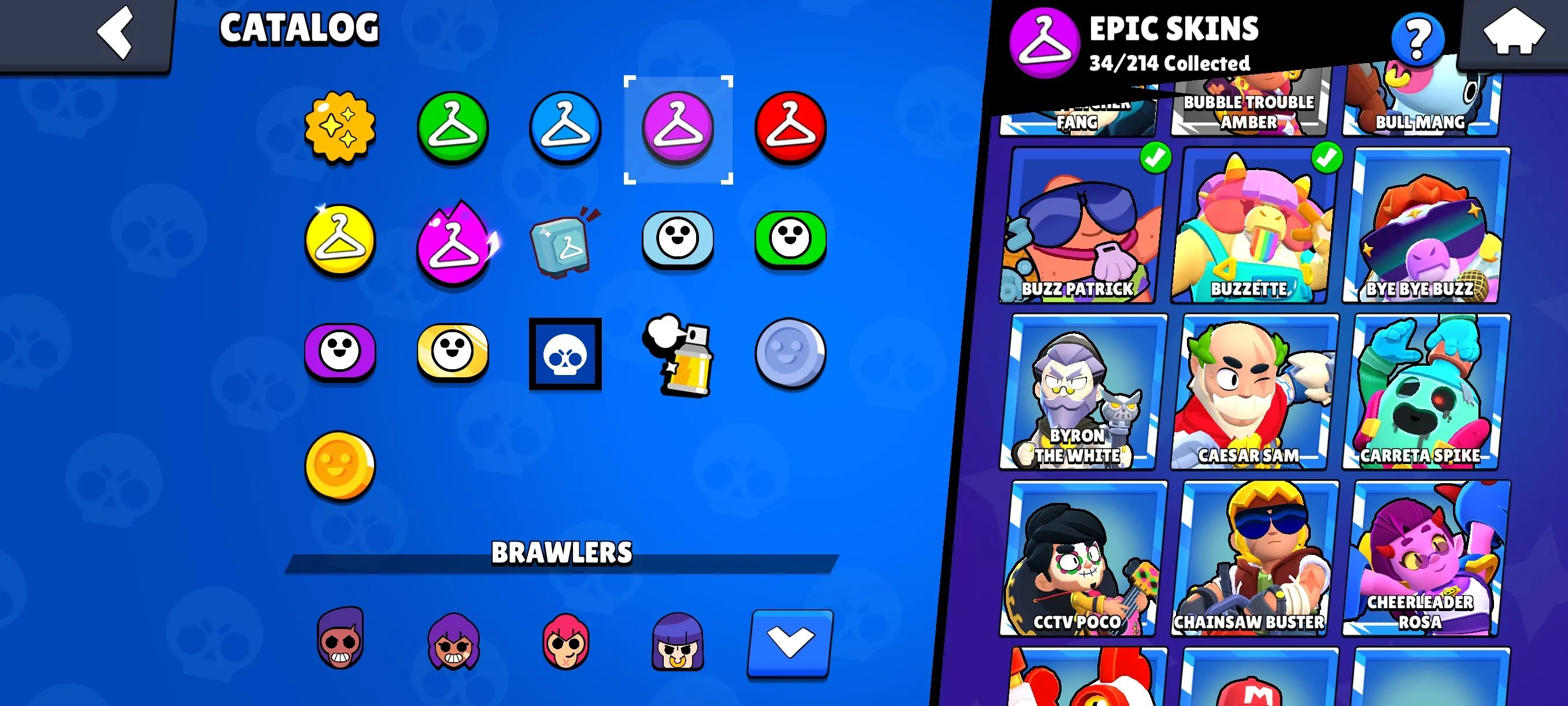 BS1868 //23157 Trophies 74 of 97 Brawlers star 138 Skins star 2 Hypercharge Skins Godzilla Buzz Mecha Piper Sovereign Rico