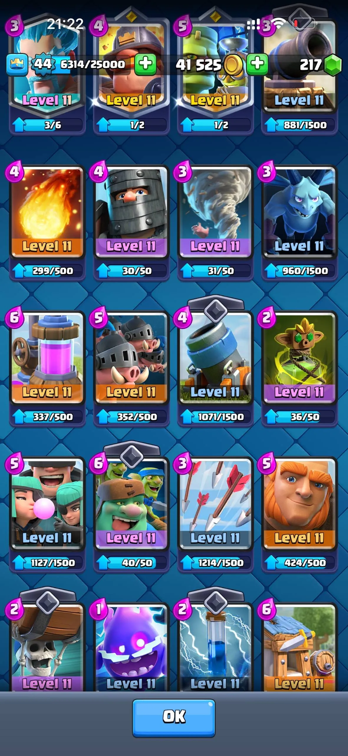 CR473 //21 Arena | 9 Evolutions | 51 Emotes | Level 44 | 119 Cards