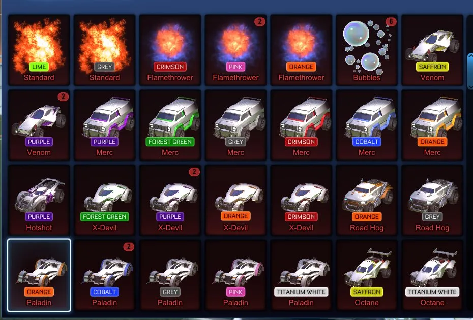 RL842 //LUXURY ACC TW Octane, TW Fennec, Black Nuke, TW Apex, 200 Exotic Drops, FSL, Draco, Dueling Dragons, Mainframe, Bubbly, Titanium White/Crimson Wheels