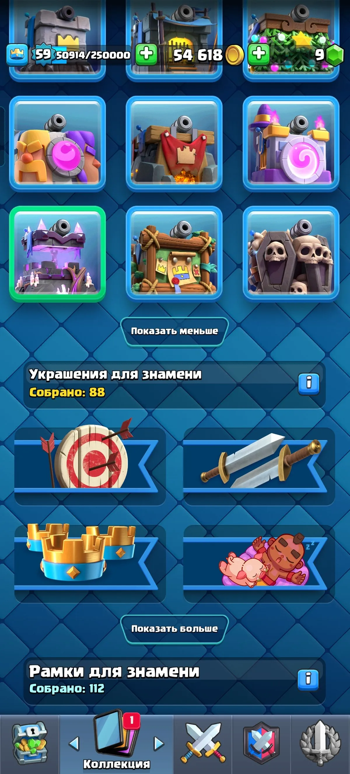 CR479 //19 Evolutions | 23 Max Level 15 Cards | 135 Emotes | 9 Tower Skins | 88 Decorations | 112 Frames | Joker Cards | Arena 25